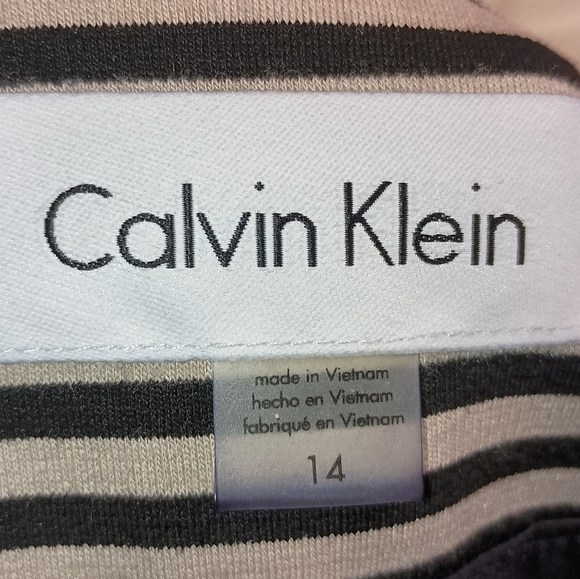 CALVIN KLEIN Black White Travel,Island Vacation,Preppy Striped blazer - Picture 2 of 8